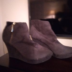 Christian Siriano, grey suede ankle boots